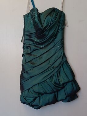 Vintage Romantic Bridals Pine Green Beaded Cocktail Dress